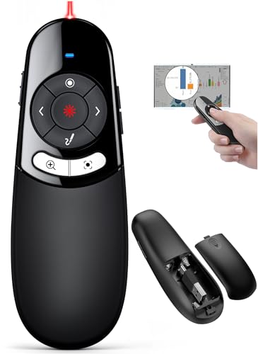 Digitaler Presenter, USB C Kabellose 2.4 GHz Powerpoint Fernbedienung, Pointer für Präsentationen mit Spotlight/Lupe/Digitaler/Physikalischer Pointer für Windows 8/10/Mac SO 11.12/LCD/LED von HASACOOL
