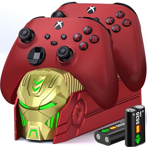 Akku für Xbox One Controller, Xbox Controller Ladestation mit 2 Stück Großer Kapazität 2550mAh Wiederaufladbar Akku für Xbox Series X/S/Xbox One/Xbox One S/X/Elite Controller(Rot und Gelb) von HASACOOL