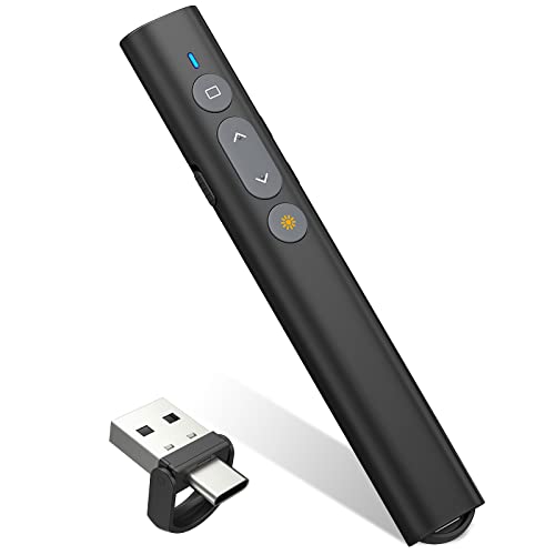 HASACOOL USB C Presenter, 2.4 GHz Wireless Pointer für Präsentationen, 2 IN 1 Typ C und USB Empfänger Powerpoint Fernbedienung, Präsentationsfernbedienung für Windows 7/8/10, Vista/Mac/Linux/Android HASACOOL USB C Presenter, 2.4 GHz Wireless Pointer für Präsentationen, 2 IN 1 Typ C und USB Empfänger Powerpoint Fernbedienung, Präsentationsfernbedienung für Windows 7/8/10, Vista/Mac/Linux/Android von HASACOOL