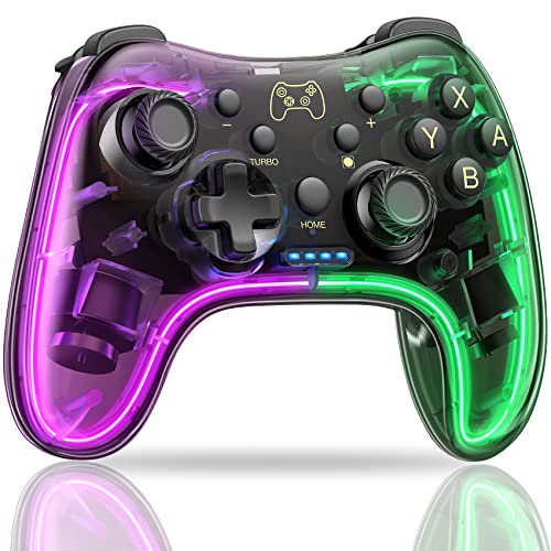 Switch Controller für Nintendo, Switch Controller mit Transparent/Leuchtend/Aufwecken/App-Steuerung, Wireless Controller Kompatibel mit Android/IOS/PC, Controller Switch für Nintendo Switch/Lite/OLED von HASACOOL