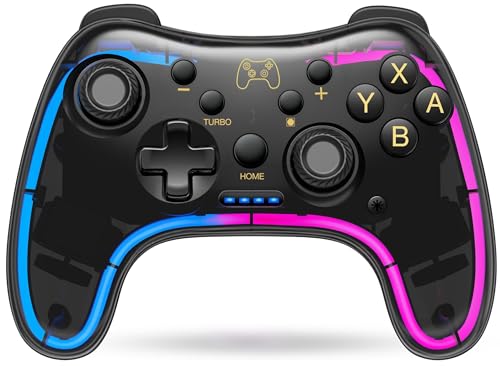 HASACOOL Switch Controller, Switch Pro Controller mit Transparent/Leuchtend/Aufwecken/App-Steuerung, Wireless Controller Switch Kompatibel mit Android/IOS/PC, für Switch/Lite/OLED (Schwarz) von HASACOOL