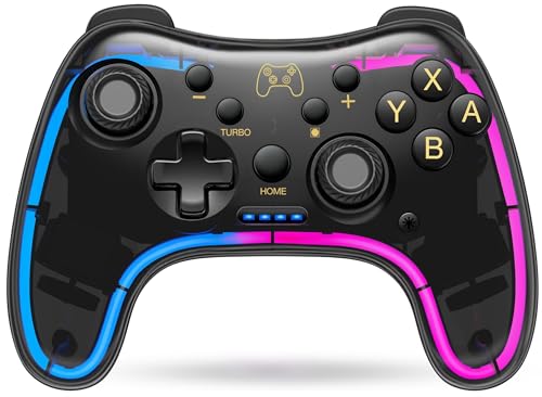 Switch Controller für Nintendo, Switch Controller mit Transparent/Leuchtend/Aufwecken/App-Steuerung, Wireless Controller Kompatibel mit Android/IOS/PC, Controller Switch für Nintendo Switch/Lite/OLED von HASACOOL