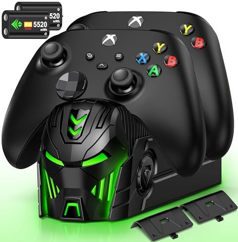 Xbox Controller Akku, Xbox Controller Ladestation mit 2 Stück Großer Kapazität 5520mWh Wiederaufladbar Akku/Cooles Aussehen Helm, Xbox Akku für Xbox Series X/S/Xbox One/Xbox One S/X/Elite Controller von HASACOOL