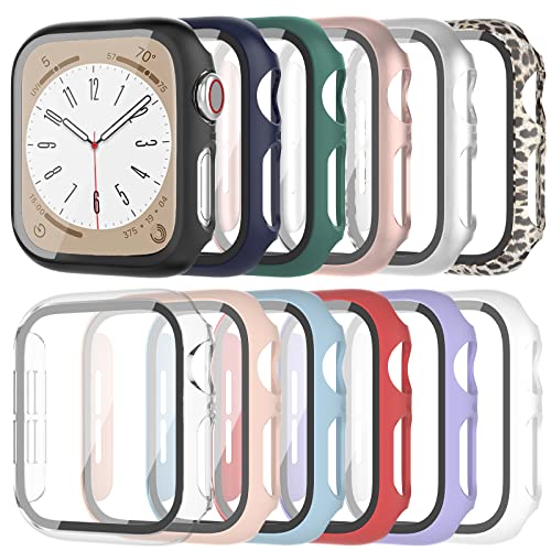 HASDON Hülle kompatibel mit Apple Watch Serie 7 45 mm mit gehärtetem Glas Displayschutz, volle Abdeckung, harte ultradünne Schutzhülle für iWatch 7 45 mm Zubehör von HASDON