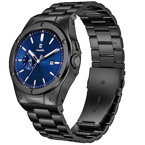 HASLFM Edelstahl Gehäuse mit Band, kompatibel mit Google Pixel Watch 3(41mm), Pixel 2/1, Metall Armband mit schützender Stoßfängerabdeckung für Google Pixel Watch 3(41mm)/2/1 Herren, Schwarz von HASLFM