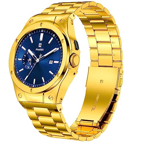 HASLFM Edelstahl Gehäuse mit Band, kompatibel mit Google Pixel Watch 3(41mm), Pixel2/1, Metall Armband mit schützender Stoßfängerabdeckung für Google Pixel Watch 3(41mm)/2/1 Herren, Silber von HASLFM