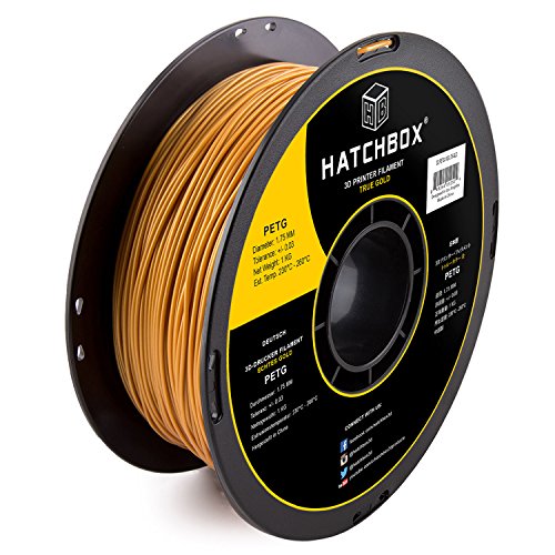 HATCHBOX 1,75 mm goldenes PETG-Filament für 3D-Drucker - Spule 1 kg (2,2 lbs.) - Maßgenauigkeit +/- 0,05 mm von HATCHBOX