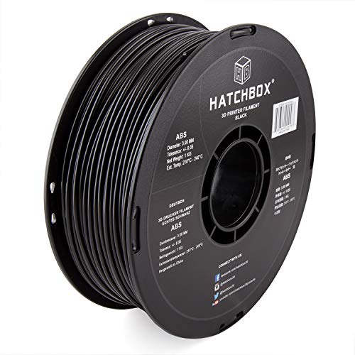 HATCHBOX 3,00 mm schwarzes ABS-Filament für 3D-Drucker - 1 kg-Spule Maßgenauigkeit +/- 0,05 mm von HATCHBOX