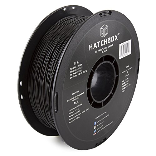 HATCHBOX PLA 3D-Drucker-Filament, Toleranz +/- 0,03 mm, 1 kg Spule, 1,75 mm, Schwarz, 1 Stück von HATCHBOX