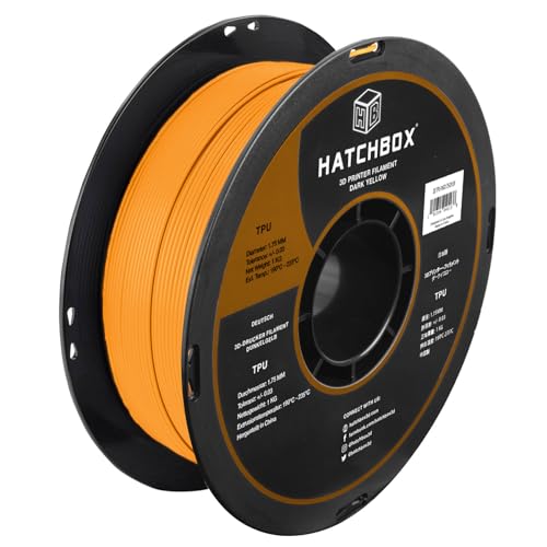 HATCHBOX TPU 3D Drucker Filament Dunkelgelb 1.75mm 1kg Spule Maßgenauigkeit +/- 0.03mm 3D Druck Filament von HATCHBOX