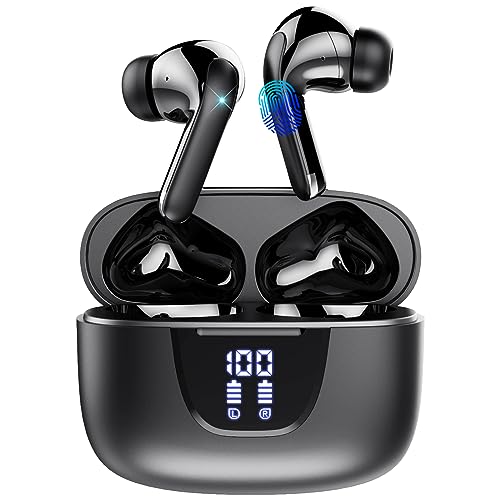 HATMIG Bluetooth Kopfhörer, In Ear Kopfhörer Bluetooth 5.3 ENC Lärmreduzierung, LED-Anzeige In Ear Kopfhörer, Dual-Mic Stereo Sound Kopfhörer Kabellos Smart Touch -Schwarz von HATMIG