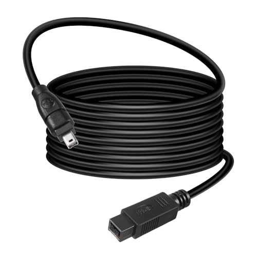 HATMINI 1,8 m Firewire 800 auf 400 Kabel, 9-poliger IEEE 1394 Stecker auf 4-poligen Stecker, für Drucker, PC, Scanner, Camcorder von HATMINI