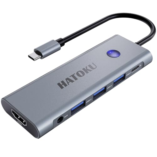 USB C HUB, USB C Multiport Adapter für MacBook Pro/Air mit 4K@60Hz HDMI, 100W PD, SD/TF Kartenleser, USB 3.0/C Datenport und Audio Port, 9-1 USB-HUBS für Dell, Lenovo, HP Laptops (Grey) von HATOKU