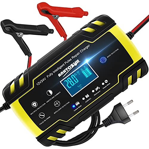 HAUSPROFI Autobatterie-Ladegerät, 12 V 8 A, 24 V 4 A Autobatterie-Ladegerät, vollautomatisches intelligentes Erhaltungsladegerät mit LCD-Touchscreen für Auto-, Motorrad-, Rasenmäher- oder Bootsbatter HAUSPROFI Autobatterie-Ladegerät, 12 V 8 A, 24 V 4 A Autobatterie-Ladegerät, vollautomatisches intelligentes Erhaltungsladegerät mit LCD-Touchscreen für Auto-, Motorrad-, Rasenmäher- oder Bootsbatter von HAUSPROFI