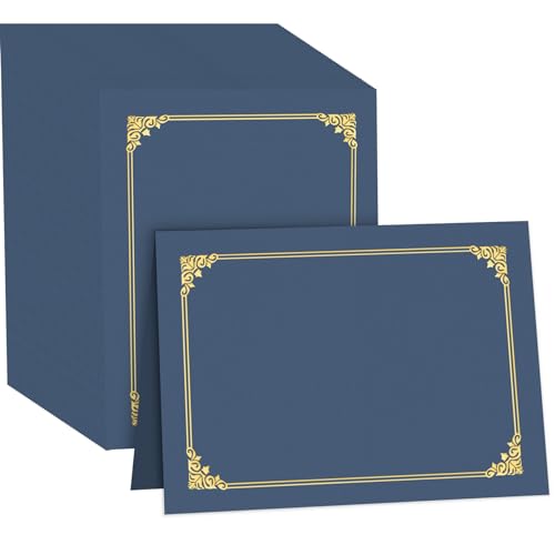 HAUTOCO 90 Stück Zeugnishalter, marineblaue Diplomhalter, Dokumentenauszeichnungen, Zertifikatsmappen mit Goldfolienrand für 21,6 x 27,9 cm Briefgröße von HAUTOCO