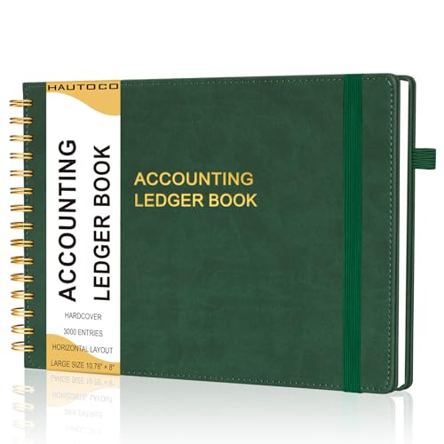HAUTOCO Hardcover Buchhaltungsbuch für kleine Unternehmen, Buchhaltung, horizontaler Geldkostentracker, Notizbuch mit 2 Aufbewahrungstaschen, persönliches Säulen-Log-Tagebuch, 27 x 20 cm, Dunkelgrün HAUTOCO Hardcover Buchhaltungsbuch für kleine Unternehmen, Buchhaltung, horizontaler Geldkostentracker, Notizbuch mit 2 Aufbewahrungstaschen, persönliches Säulen-Log-Tagebuch, 27 x 20 cm, Dunkelgrün von HAUTOCO