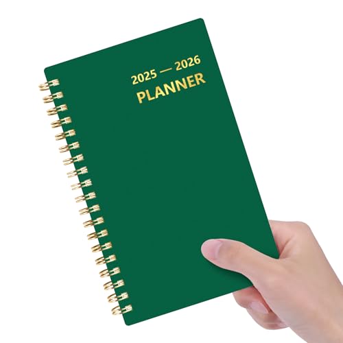 HAUTOCO Taschenkalender 2025–2026, Wochen- und Monatsplaner (Juli 2025–Juni 2026), Spiralbindung für Geldbörse, 10,9 x 17,5 cm, kleiner Planer, Taschenformat, Tagesplaner mit Tabs, Tasche, PP-Einband von HAUTOCO