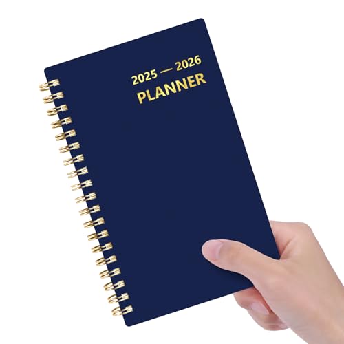 HAUTOCO Taschenkalender 2025–2026, Wochen- und Monatsplaner (Juli 2025–Juni 2026), Spiralbindung für Geldbörse, 10,9 x 17,5 cm, kleiner Planer, Taschenformat, Tagesplaner mit Tabs, Tasche, PP-Einband von HAUTOCO