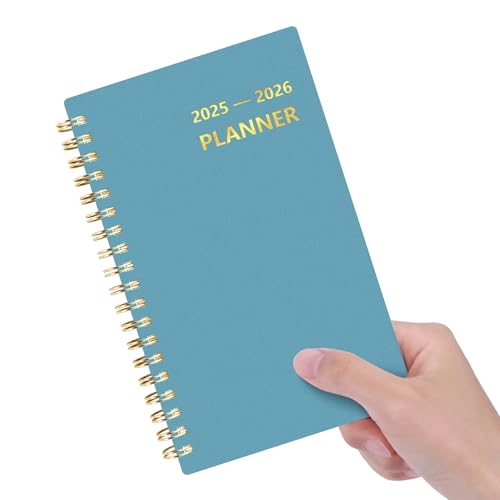 HAUTOCO Taschenkalender 2025–2026, Wochen- und Monatsplaner (Juli 2025–Juni 2026), Spiralbindung für Geldbörse, 10,9 x 17,5 cm, kleiner Planer, Taschenformat, Tagesplaner mit Tabs, Tasche, PP-Einband von HAUTOCO