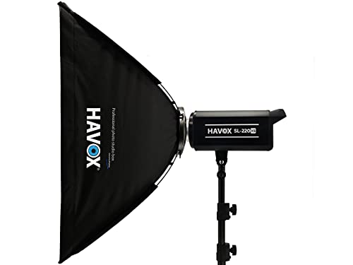 HAVOX - SL-220XS - Softbox Dauerlicht 220 W Foto Video 5600 K - CRI97+ / TLCI97+ / Bowens Befestigung - Professionelle Fotostudio-Beleuchtung mit digitaler Anzeige von HAVOX
