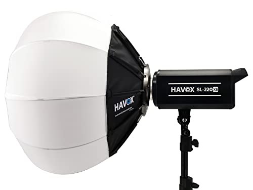 HAVOX - SL-220XS Softbox Laterne – Dauerlicht 220 W Foto Video 5600 K – CRI97+ / TLCI97+ / Bowens Mount – Professionelle Fotostudio-Beleuchtung mit digitaler Anzeige von HAVOX
