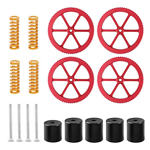 HAWKUNG 3D Drucker Heatbed Leveling Kit, 4 Stück Aluminium Hand Twist Leveling Mutter + 4 Stück M4x35 Schrauben +4 Stück Druckfedern + 5 Stück Silikon Nivelliersäule für Ender 3 Ender 5 CR-10 Hot Bed von HAWKUNG