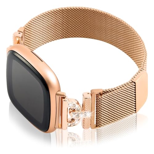 HAYONLIY Magnetic Bracelet Compatible with Fitbit Versa 4 Wristband/Fitbit Versa 3 Wristband/Fitbit Sense Wristband/Fitbit Sense 2 Wristband, Stainless Steel Metal Replacement Strap for Men Women von HAYONLIY