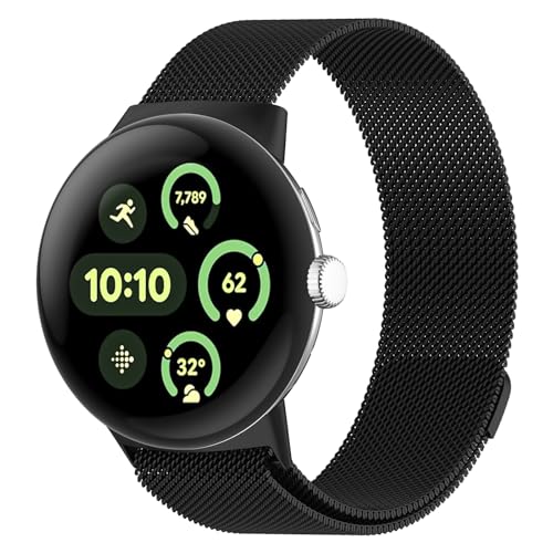 HAYONLIY Metal Bracelet Compatible with Google Pixel Watch 3 45 mm (2024),Stainless Steel Magnetic Mesh Replacement Strap for Men von HAYONLIY