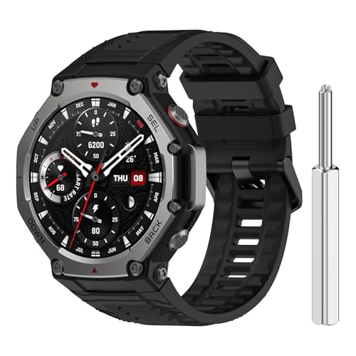 HAYONLIY Sports Strap Compatible with Amazfit T-Rex 3 Smartwatch,Soft Silicone Waterproof Replacement Strap for Men,Breathable Wristbands for Amazfit T-Rex 3 von HAYONLIY