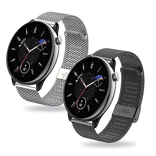 2 Stück Armband für Amazfit GTR Mini Armband Metall Mesh Gewebte Edelstahl Solo Loop 20mm Ersatzarmband mit Amazfit GTR Mini Armbänder für Amazfit GTR Mini (H,20mm) von HAZARA