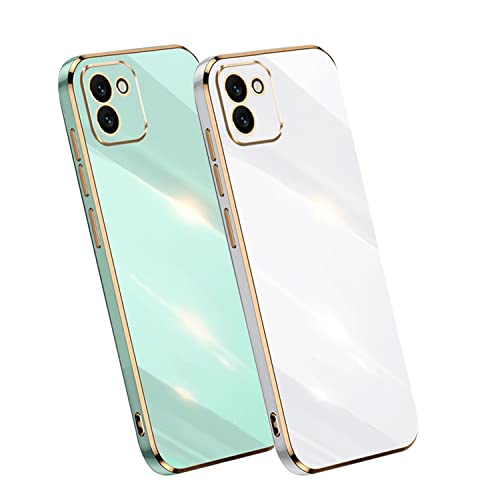 2 Stück Handyhülle für Samsung Galaxy A03 Hülle Weich TPU Hülle Galvanik Silikon Schutzhülle mit Galaxy A03 Case Stoßfest Bumper Bling Plating Cover für Samsung A03 Hülle (A03,B) von HAZARA