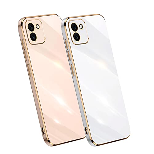 HAZARA 2 Stück Handyhülle für Samsung Galaxy A03, Stoßfest Bumper Bling Plating Cover mit Glitzerndem Finish, Silikon TPU Material, nicht wasserfest, Luxus Design, Glänzend von HAZARA