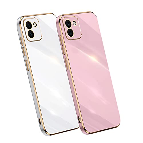 2 Stück Handyhülle für Samsung Galaxy A03 Hülle Weich TPU Hülle Galvanik Silikon Schutzhülle mit Galaxy A03 Case Stoßfest Bumper Bling Plating Cover für Samsung A03 Hülle (A03,L) von HAZARA