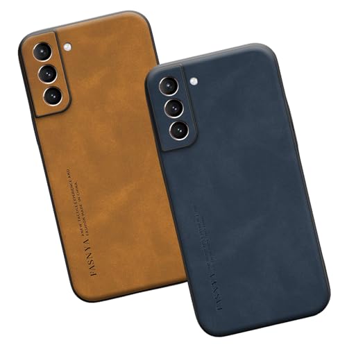 2 Stück Hülle für Samsung Galaxy S22 Handyhülle Lederhülle Extra Dünn PU-Leder Hülle für Samsung S22 Case 360° Abgedeckte Stoßfeste Ledercase für Galaxy S22 Schutzhülle (S22,B) von HAZARA