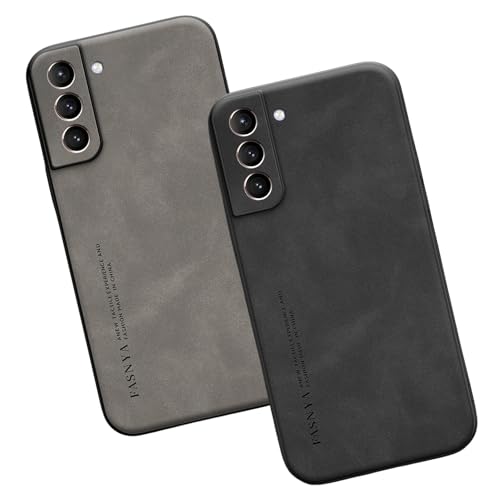 2 Stück Hülle für Samsung Galaxy S22 Handyhülle Lederhülle Extra Dünn PU-Leder Hülle für Samsung S22 Case 360° Abgedeckte Stoßfeste Ledercase für Galaxy S22 Schutzhülle (S22,E) von HAZARA