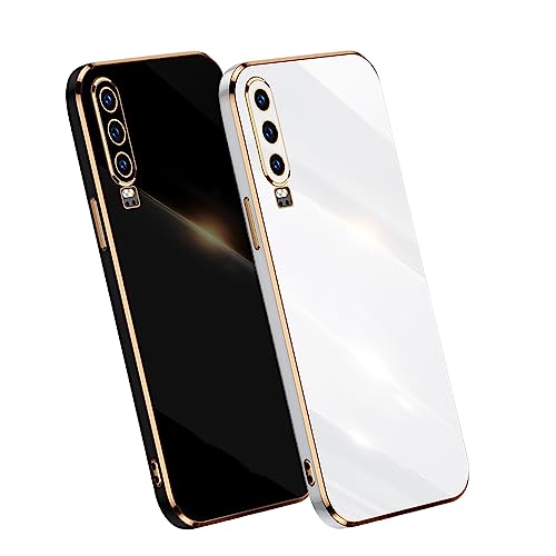 2 Stück Silikon Hülle für Huawei P30 Hülle Weich Silikon TPU Case Galvanik Silikon Schutzhülle Case Stoßfest Bumper Bling Plating Galvanisierte Handyhülle für Huawei P30 Handytasche (p30,C) von HAZARA