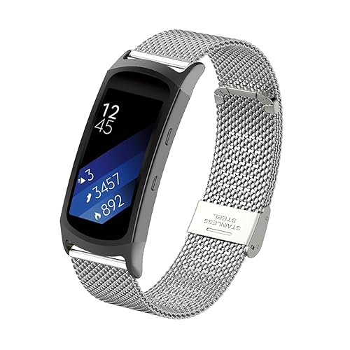 HAZARA Armband für Samsung Galaxy Gear Fit 2 - Metall Mesh Design, Multisport Tracking - Silber - Aktivitäts-Tracker von HAZARA