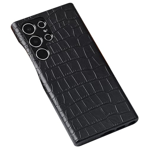HAZARA Dünne Hülle für Samsung Galaxy S24 Ultra/S24 Plus/S24, Handgefertigt Echtes Leder Handyhülle Luxus Metall Objektiv Telefonhülle,Schwarz,S24 Ultra HAZARA Dünne Hülle für Samsung Galaxy S24 Ultra/S24 Plus/S24, Handgefertigt Echtes Leder Handyhülle Luxus Metall Objektiv Telefonhülle,Schwarz,S24 Ultra von HAZARA