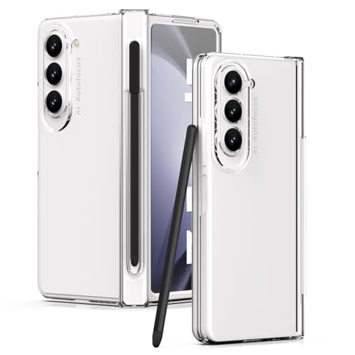 HAZARA Handyhülle Für Samsung Galaxy Z Fold 5, Hülle Mit S Pen Stifthalter, Displayschutz Und Scharnierschutz PC Schutzhülle,Clear von HAZARA