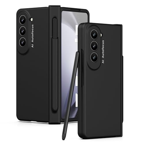 HAZARA Handyhülle Für Samsung Galaxy Z Fold 5, Hülle Mit S Pen Stifthalter, Displayschutz Und Scharnierschutz PC Schutzhülle,Schwarz von HAZARA