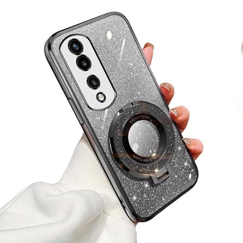 HAZARA Handyhülle für Honor 70 Pro Hülle, Magnetischer Ring Ständer für Honor 70 Pro Hülle, Fingerhalter Soft TPU Stoßfeste Bling Schutzhülle mit Honor 70 Pro Case (honor70pro,E) von HAZARA