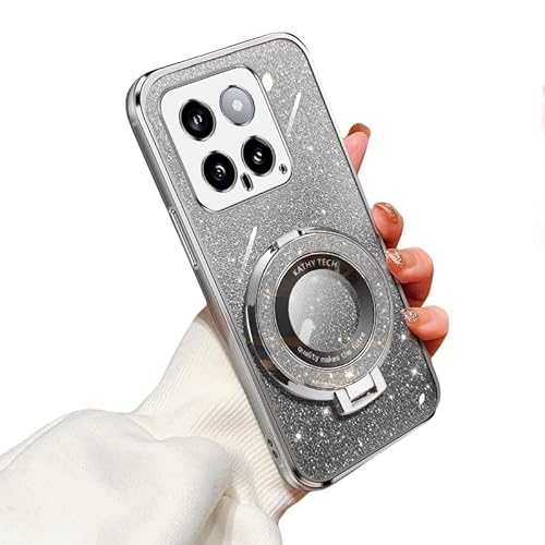 HAZARA Handyhülle für Xiaomi 14 Hülle, Magnetischer Ring Ständer für Xiaomi 14 Hülle, Fingerhalter Soft TPU Stoßfeste Bling Schutzhülle mit Xiaomi 14 Case (mi 14,C) von HAZARA