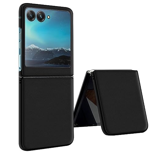 HAZARA Hülle für Motorola Razr 40 Ultra,Ultra Dünn Leder Handyhülle Kratzfest Stoßfest Stoßfänger Schutzhülle,Schwarz von HAZARA
