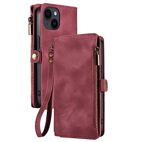 HAZARA Hülle für iPhone 15 Pro Max/15 Plus/15 Pro/15, Armband Handyhülle RFID Blocking Leder Tasche Klapphülle Kartenschlitzen,Rot,15 Pro Max HAZARA Hülle für iPhone 15 Pro Max/15 Plus/15 Pro/15, Armband Handyhülle RFID Blocking Leder Tasche Klapphülle Kartenschlitzen,Rot,15 Pro Max von HAZARA