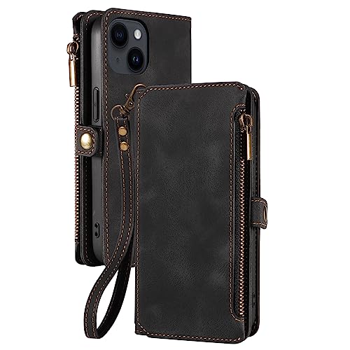HAZARA Hülle für iPhone 15 Pro Max/15 Plus/15 Pro/15, Armband Handyhülle RFID Blocking Leder Tasche Klapphülle Kartenschlitzen,Schwarz,15 Pro Max HAZARA Hülle für iPhone 15 Pro Max/15 Plus/15 Pro/15, Armband Handyhülle RFID Blocking Leder Tasche Klapphülle Kartenschlitzen,Schwarz,15 Pro Max von HAZARA