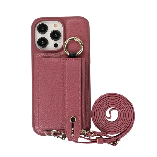 HAZARA Leder Hülle für iPhone 15 Pro Max/15 Plus/15 Pro/15, Klappbar Kartenfach Standfunktion Schutzhülle mit Verstellbarer Schultergurt Handyhülle,Rot,15Plus HAZARA Leder Hülle für iPhone 15 Pro Max/15 Plus/15 Pro/15, Klappbar Kartenfach Standfunktion Schutzhülle mit Verstellbarer Schultergurt Handyhülle,Rot,15Plus von HAZARA