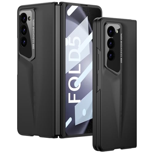 HAZARA Ultra -Dünne Hülle Für Samsung Galaxy Z Fold 5, Anti-Kratzt PC Handyhülle Mit 9H Gehärtetes Glas Bildschirmschutz Schutzhülle,Schwarz von HAZARA