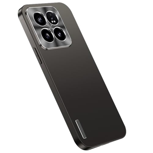 HAZARA Ultra -Dünne Hülle für Xiaomi 14/14 Pro, Aluminiumlegierung Objektivschutz Überzug Handyhülle Kratzfest Anti-Fingerabdruck Holster,Schwarz,14pro von HAZARA