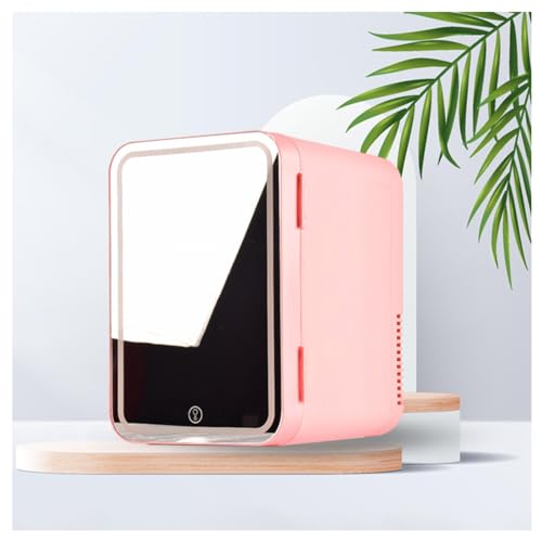 Mini KüHlschrank Mit Spiegel, 8L,Led Spiegel,Dimmbar Skin Care KüHlschrank, KüHlen Oder Heizen, Auto Oder Zu Hause Mini Fridge For Bedroom, FüR Den Desktop Oder Auf Reisen,Pink von HAZARA