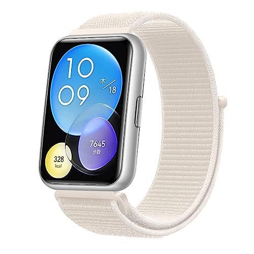 Nylon Armband Kompatibel mit Huawei Watch Fit 2 Armband Solo Loop Nylon für Damen Herren Verstellbare Nylon Klett 20MM Ersatzband Sport Geflochtenes Armbänder für Huawei Watch Fit 2 (Q,fit 2) von HAZARA